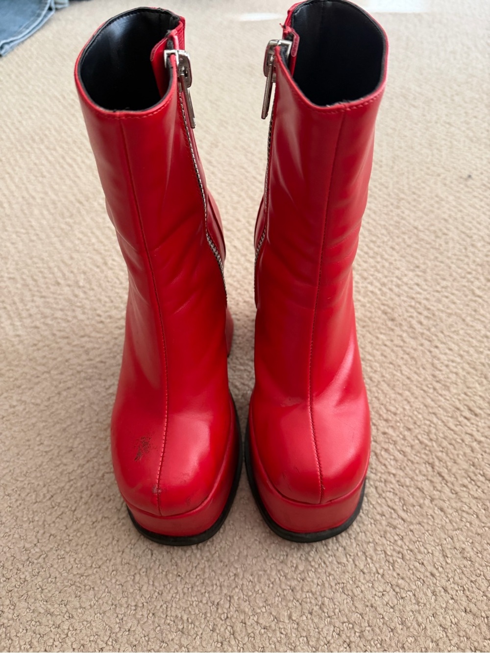 Bold Red Women's Platform Ankle Boots